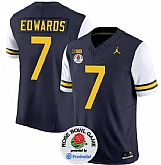 Men's Michigan Wolverines #7 Donovan Edwards 2023 F.U.S.E. Navy White Rose Bowl Patch Stitched Jersey Dzhi,baseball caps,new era cap wholesale,wholesale hats